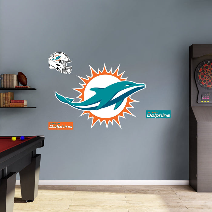 Miami Dolphins - RealBig Logo Collection - Official NFL - Reusable Vinyl Wall Decals