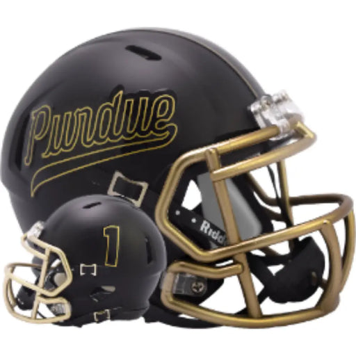 Purdue Boilermakers NCAA Mini Chrome Speed Football Helmet Script NCAA Helmets