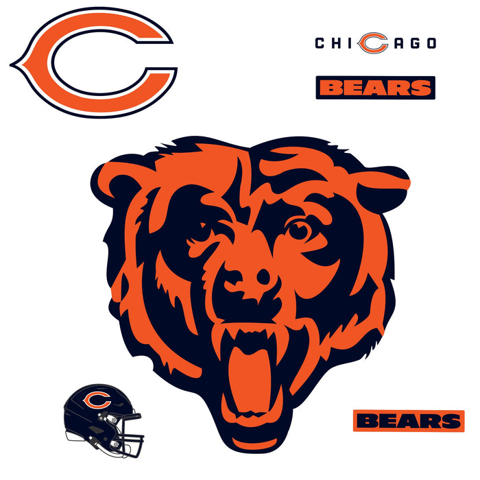 Chicago Bears - RealBig Head Logo Collection - Official NFL - Reusable Vinyl Wall Decals