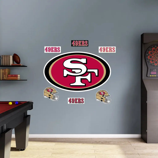San Francisco 49ers - RealBig Logo Collection - Official NFL - Reusable Vinyl Wall Decals LARGE Logo +5 Decals (51’’W x
