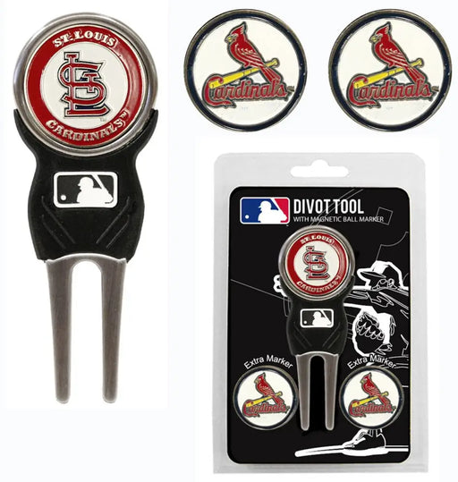 St. Louis Cardinals Golf Divot Tool with 3 Markers Golf Ball Markers