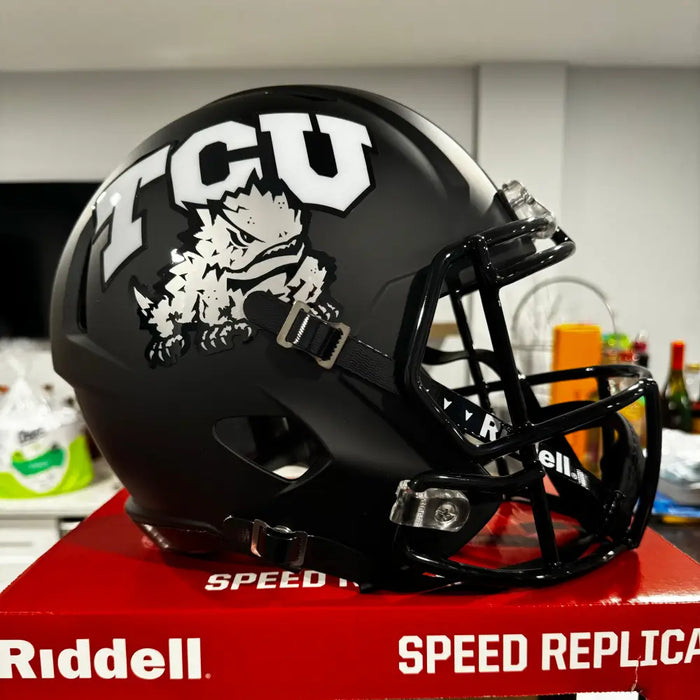 TCU Horned Frogs Full Size Speed Replica Football Helmet Matte Black - NCAA Helmets