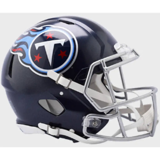Tennessee Titans Full Size Authentic Revolution Speed Football Helmet Satin Navy Metallic - NFL Sports Collectibles