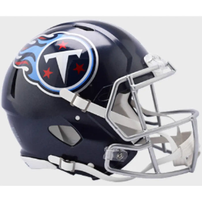 Tennessee Titans Full Size Authentic Revolution Speed Football Helmet Satin Navy Metallic - NFL Sports Collectibles