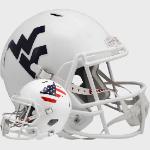West Virginia Mountaineers Full Size Speed Replica Football Helmet Stars and Stripes NCAA Helmets