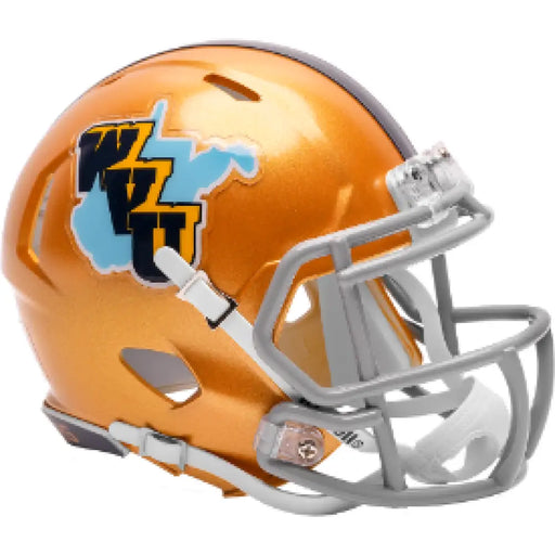 West Virginia Mountaineers NCAA Mini Speed Football Helmet Gold Throwback-NCAA Helmets