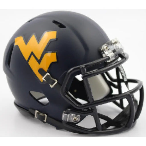 West Virginia Mountaineers NCAA Mini Speed Football Helmet Satin Navy Helmets