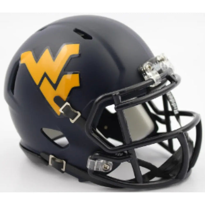 West Virginia Mountaineers NCAA Mini Speed Football Helmet Satin Navy Helmets