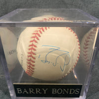 Barry Bonds Autographed Signed Game Used Baseball Comes w/ Ball Holder & Name Plate
