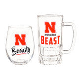 Nebraska Cornhuskers Drink Set Boxed 17oz Stemless Wine and 16oz Tankard
