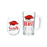 Arkansas Razorbacks Drink Set Boxed 17oz Stemless Wine and 16oz Tankard